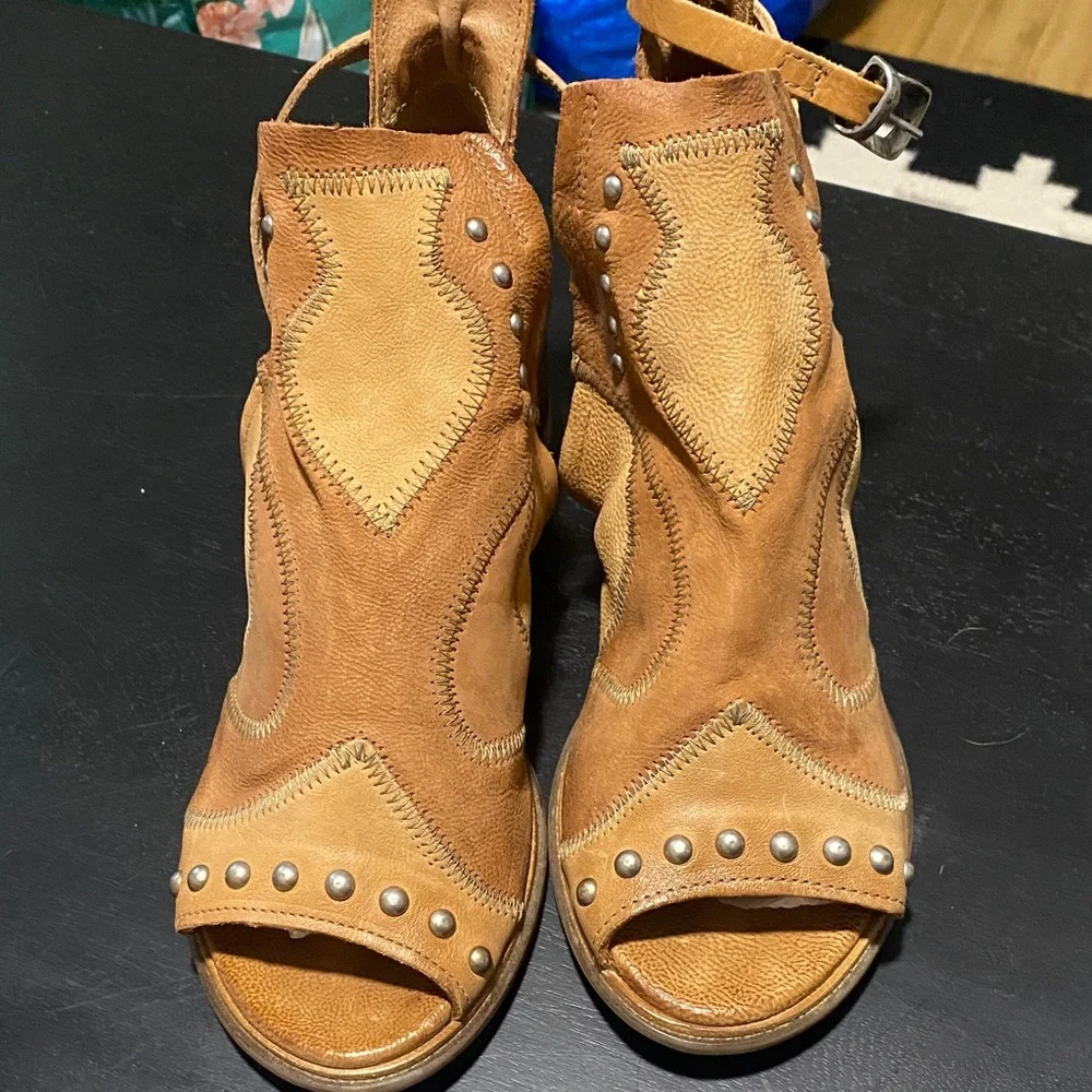 A.S.98 Maudie Leather Ankle Boots with Studs - Picture 1 of 12